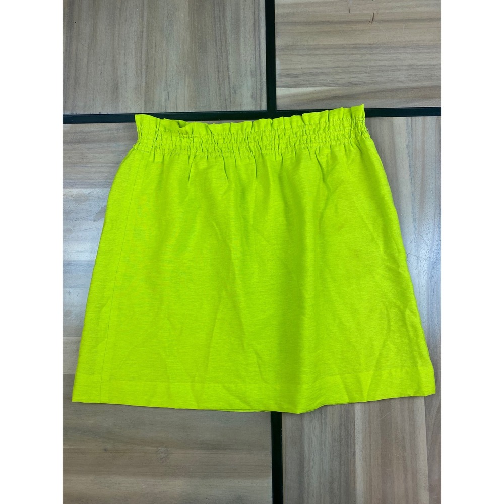 J. Crew Elastic Waist Skirt Neon Lime Green Casual Mini Size‎ 6
